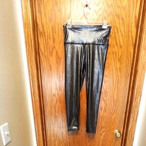 PINK Victoria's Secret Shimmering Black Leggingst High Waist New